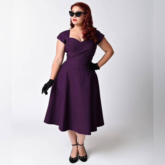 STOP STARING RETRO STYLE EGGPLANT COLOR DRESS SIZE 14 - Picture 15 of 15